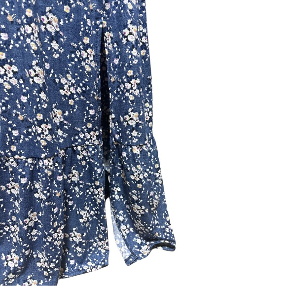 Espresso Floral Tiered Blue and White Skirt with Slit Size Medium/Large - Picture 4 of 4
